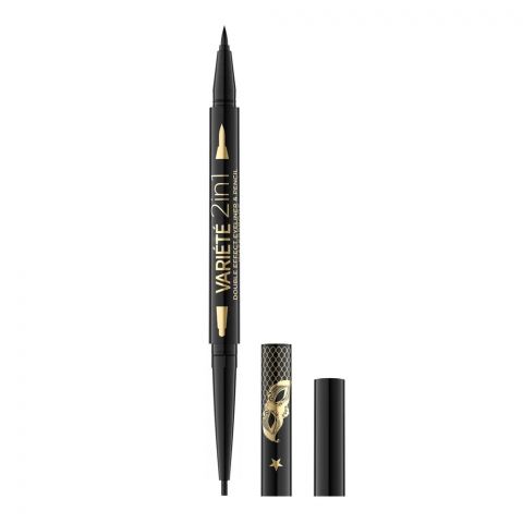 Eveline Variete 2-In-1 Double Effect Eyeliner & Pencil, Waterproof Black