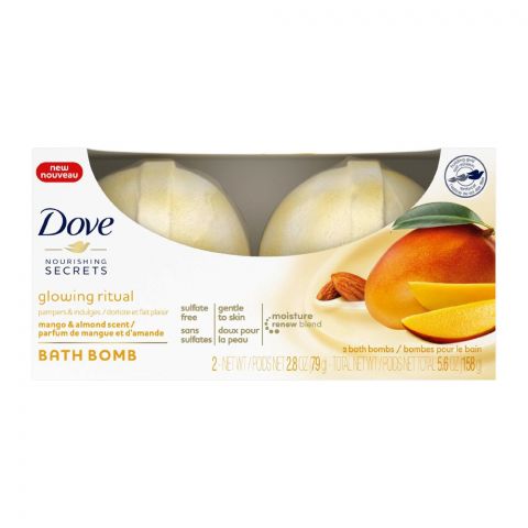 Dove Nourishing Secrets Glowing Ritual Mango & Almond Scent Bath Bomb, 2-Pack