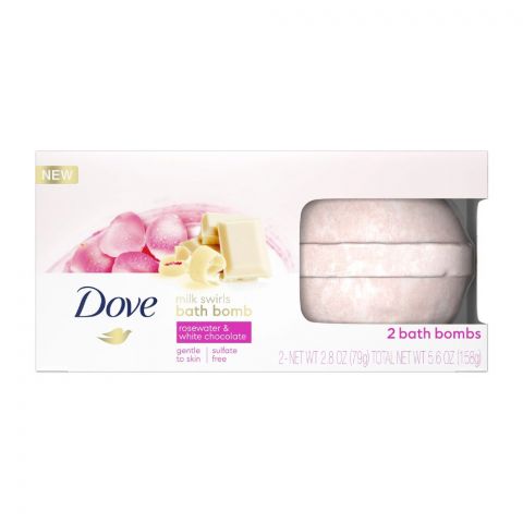 Dove Milk Swirls Rose Water & White Chocolate Bath Bomb, 2-Pack