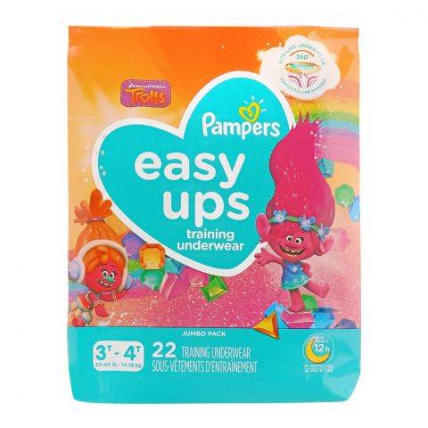 Pampers Easy Ups Girls Training Underwear, 3T-4T 14-18 KG, 22-Pack