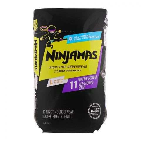 Ninjamas Nighttime Boys Underwear, L 29-43 KG, 11-Pack