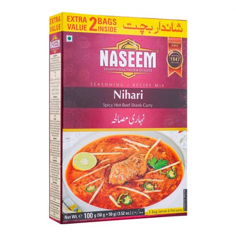 Naseem Nihari Recipe Masala, 2 Bags Inside, 1 Bag Serve 6 Persons, 100g