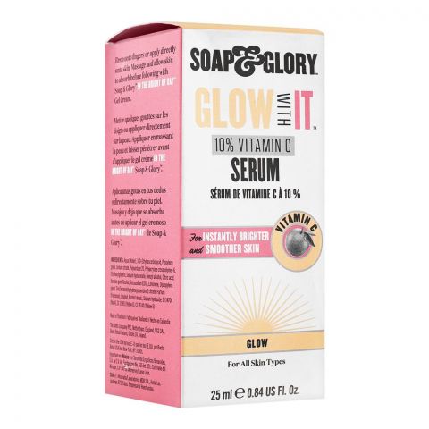 Soap & Glory Glow With It 10% Vitamin C Serum, Glow, For Instantly Brighter & Smoother Skin, For All Skin Types, 25ml