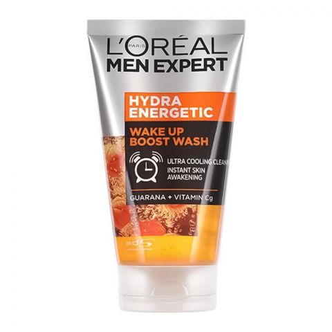 L'Oreal Paris Men Expert Hydra Energetic Wake Up Boost Face Wash, Ultra Cooling Cleaning Instant Skin Awakening, Guarana + Vitamin Cg, 150ml