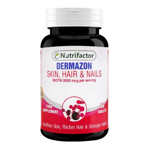 Nutrifactor Dermazon Skin, Hair & Nails Food Supplement Tab, Biotin 2000mcg Per Serving, Halal, 60-Pack