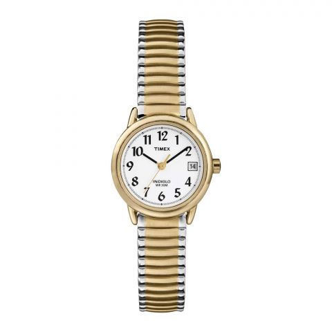 Timex Women's Indiglo WR30M Yellow Gold Round Dial With Two Tone Bracelet Analog Watch, T2H381