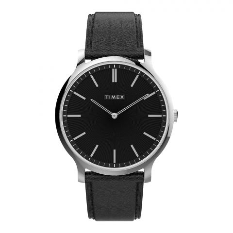 Timex Men's Black Round Dial With Plain Black Strap Analog Watch, TW2V28300