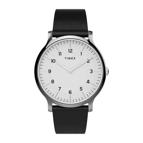 Timex Men's White Round Dial With Plain Black Strap Analog Watch, TW2T66300