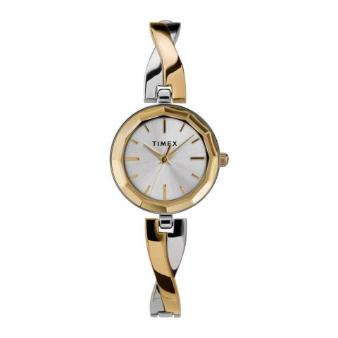 Timex Women's Yellow Gold Round Dial With Two Tone Chain Analog Watch, TW2U69700