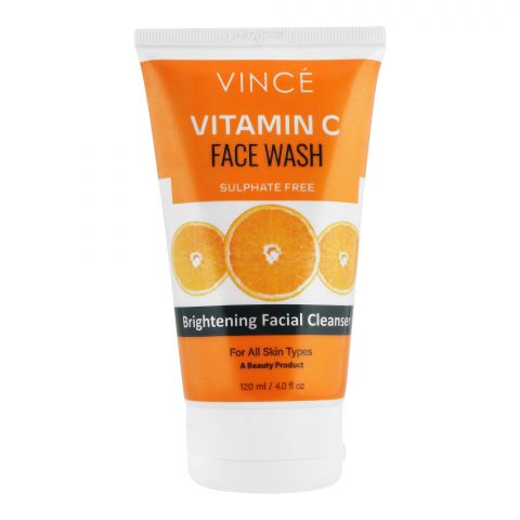 Vince Vitamin C Sulfate-Free Brightening Facial Cleanser Face Wash, For All Skin Types, 120ml