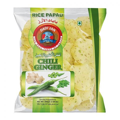 Dadi Jan Chili Ginger Rice Papad, 200g