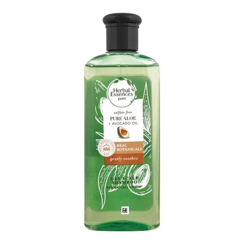 Herbal Essences Pure Sulfate Free Pure Aloe + Avocado Oil Real Botanical Dry Scalp Shampoo, Gently Soothes, 97% Natural Origin, 225ml
