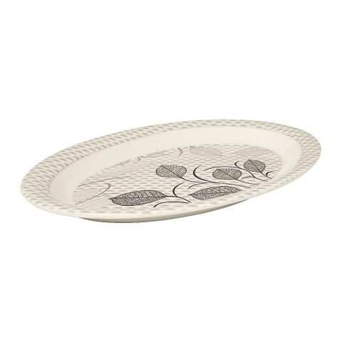 Sky Melamine Leaf-Print Rice Dish, Small, Grey, Elegant Tableware, Durable Design