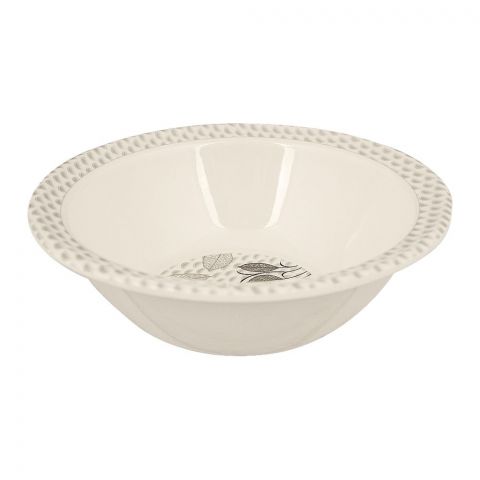 Sky Melamine Leaf-Print Bowl, Grey, 5.5 Inches, Elegant Tableware, Durable Dish