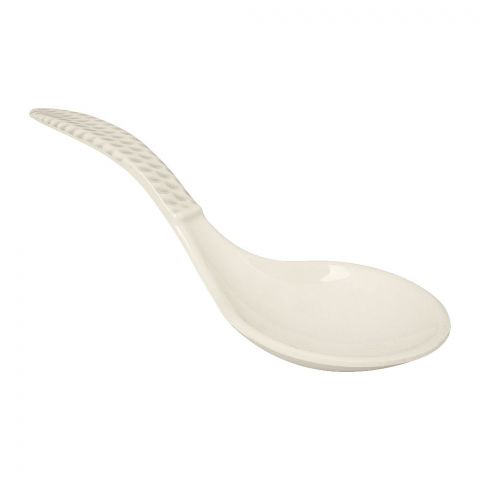 Sky Melamine Leaf-Print Big Soup Spoon, Grey, Elegant Kitchen Utensil, Durable Design