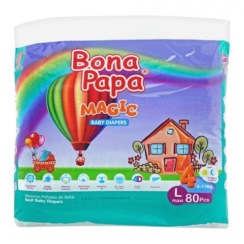 Bona Papa Magic Baby Diapers, L Maxi, No. 4,  9-13kg, 80-Pack