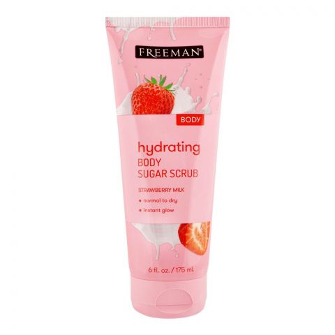 Freeman Hydrating Strawberry Milk Body Sugar Scrub, Normal To Dry Skin, 175ml