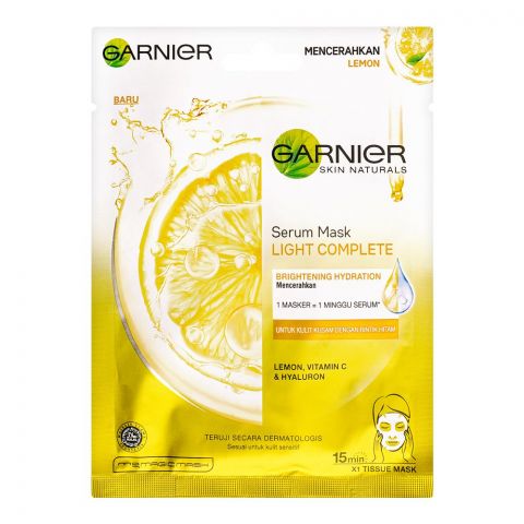 Garnier Skin Naturals Bright Complete Vitamin C + Lemon Serum Mask, 28gm