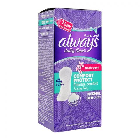Always Daily Liners Fresh Scent Comfort Protect Normal Scented Panty liner, 20-Pack
