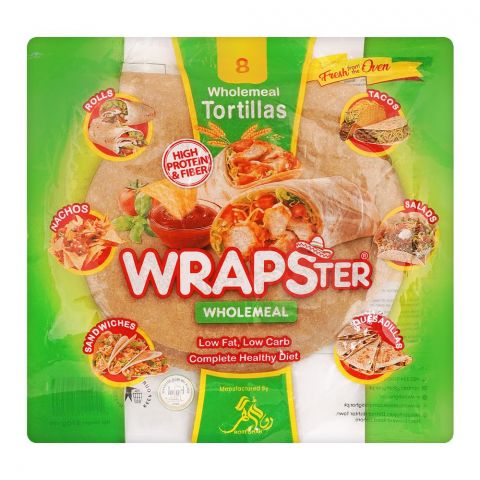 Wrapster Wholemeal Tortillas Low Fat, Low Carb, Complete Healthy Diet, 8-Pack