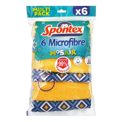 Spontex Mosaik Microfiber Cloth, 6-Pack
