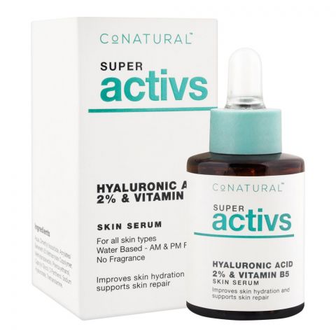 CoNatural Super Activs Hyaluronic Acid 2% & Vitamin B5 Skin Serum, For All Skin Types, 30ml