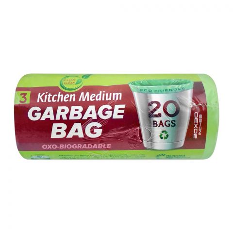 Clean & Clean Kitchen Medium Garbage Bag, 20x30, 20-Pack