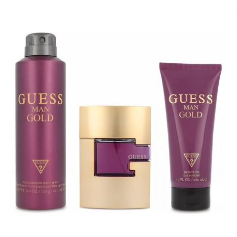 Guess Man Gold Set Eau De Toilette 75ml + Body Spray 226ml + Shower Gel, 200ml
