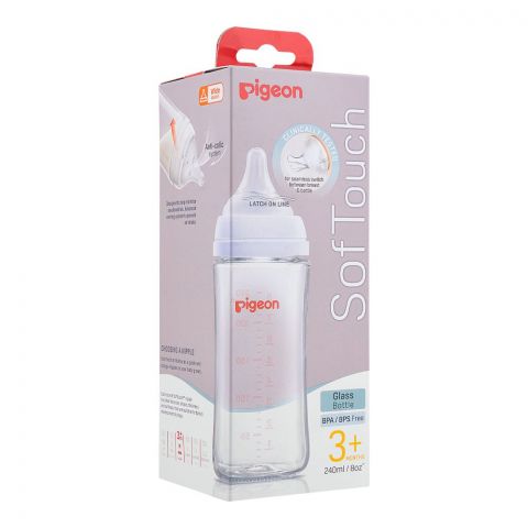 Pigeon Soft Touch WN Glass Feeding Bottle, 240ml, A79437