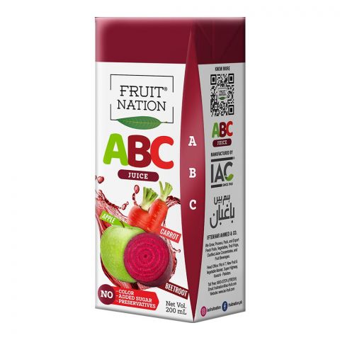 Fruit Nation ABC Juice, Apple/Beetroot/Carrot, 200ml