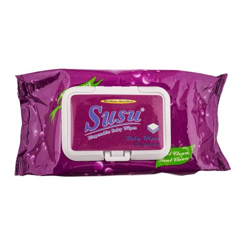 Susu Disposable Baby Wipes, Purple, 80-Pack