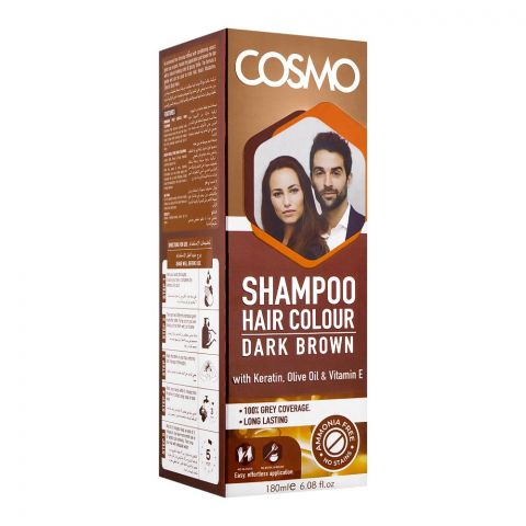 Cosmo Shampoo Hair Color, Dark Brown, 180ml