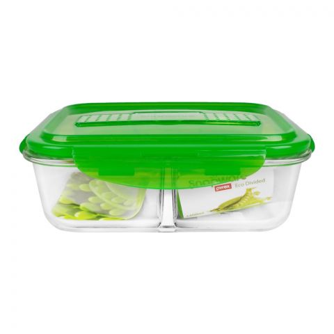 Pyrex Snap Ware Divided Glass Storage, 1400ml With Clapboard, SN-DVDLN-1400RC/T