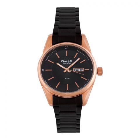Omax PVD Rust Gold Round Dial With Black Background & Bracelet Men's Analog Watch, FSD007U032