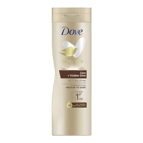 Dove Body Love Care + Visible Glow Self-Tan Lotion, Medium To Dark For All Skin Types, 400ml