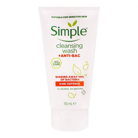 Simple Cleansing Wash Antibacterial, Suitable For Sensitive Skin, 150ml