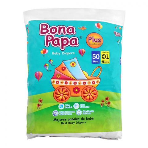 Bona Papa Plus Baby Diapers, XXL, No. 6, 16kg+, 50-Pack