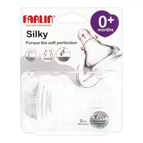 Farlin Silky Wide Neck Nipple, 0 Month+, 2-Pack, AC-22004-Y