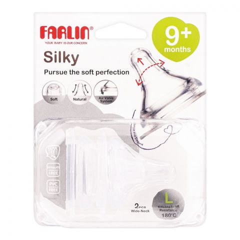 Farlin Silky Wide Neck Nipple, 9 Months+, 2-Pack, AC-22004-L