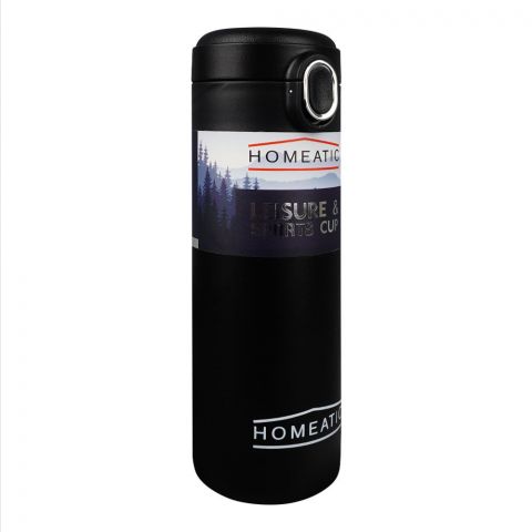 Homeatic Steel Water Bottle, 400ml Capacity, Black, KD-8003