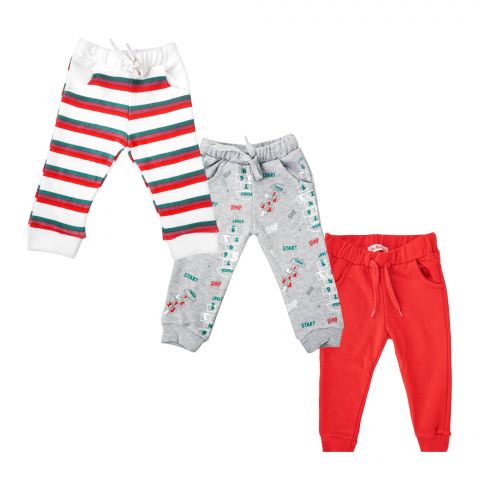 The Nest Games Pajama, Grey /white/High Risk Red, Pack-3 