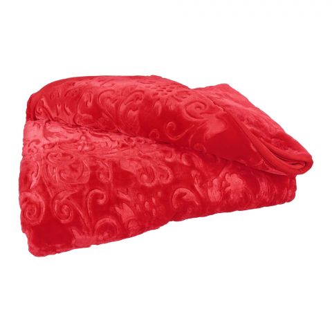 Plushmink Deluxe Single Bed Blanket, Red
