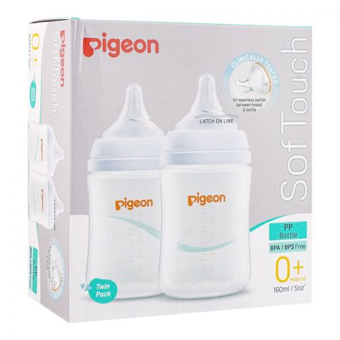 Pigeon Soft Touch Anti-Colic Wide Neck PP Bottle, 160ml, 2-Pack A-79455