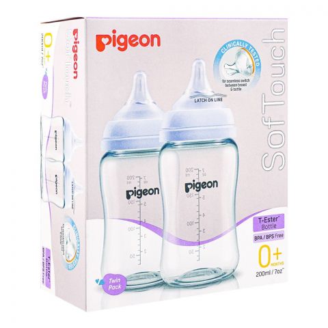 Pigeon Soft Touch Anti-Colic Wide Neck T-Ester Bottle 200ml, 2-Pack, A-79446