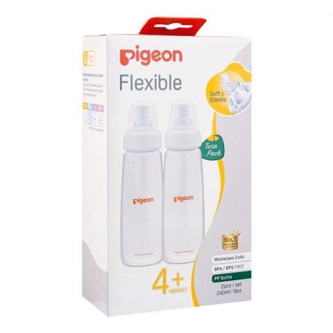 Pigeon Flexible Minimizes Colic Slim Neck PP Bottle 200ml, 2-Pack, A-79343