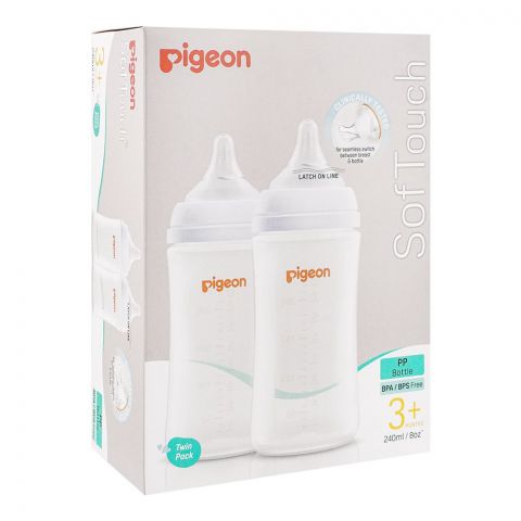 Pigeon Soft Touch Anti-Colic Wide Neck PP Bottle, 240ml, 2-Pack A-79456