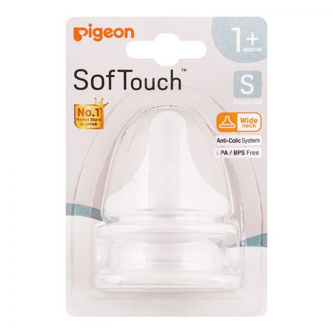 Pigeon SofTouch Round Hole Wide Neck 1 Months+ Nipple, 2-Pack, B-79462