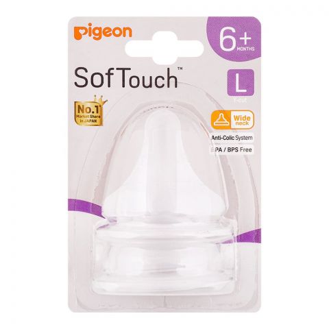 Pigeon SofTouch Y-Cut Wide Neck 6 Months+ Nipple, 2-Pack, B-79464