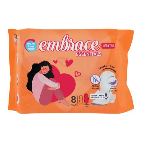 Embrace Essentials Ultra Thin Extra Long Pads, 8-Pack