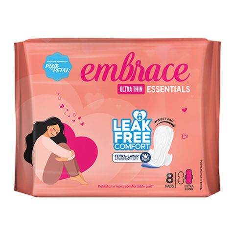 Embrace Essentials Ultra Thin Extra Long Pads, 8-Pack